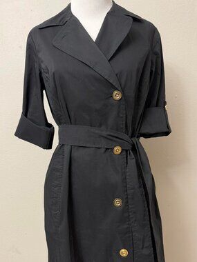 Ann Taylor Black Gold Buttons Tie Dress 6P